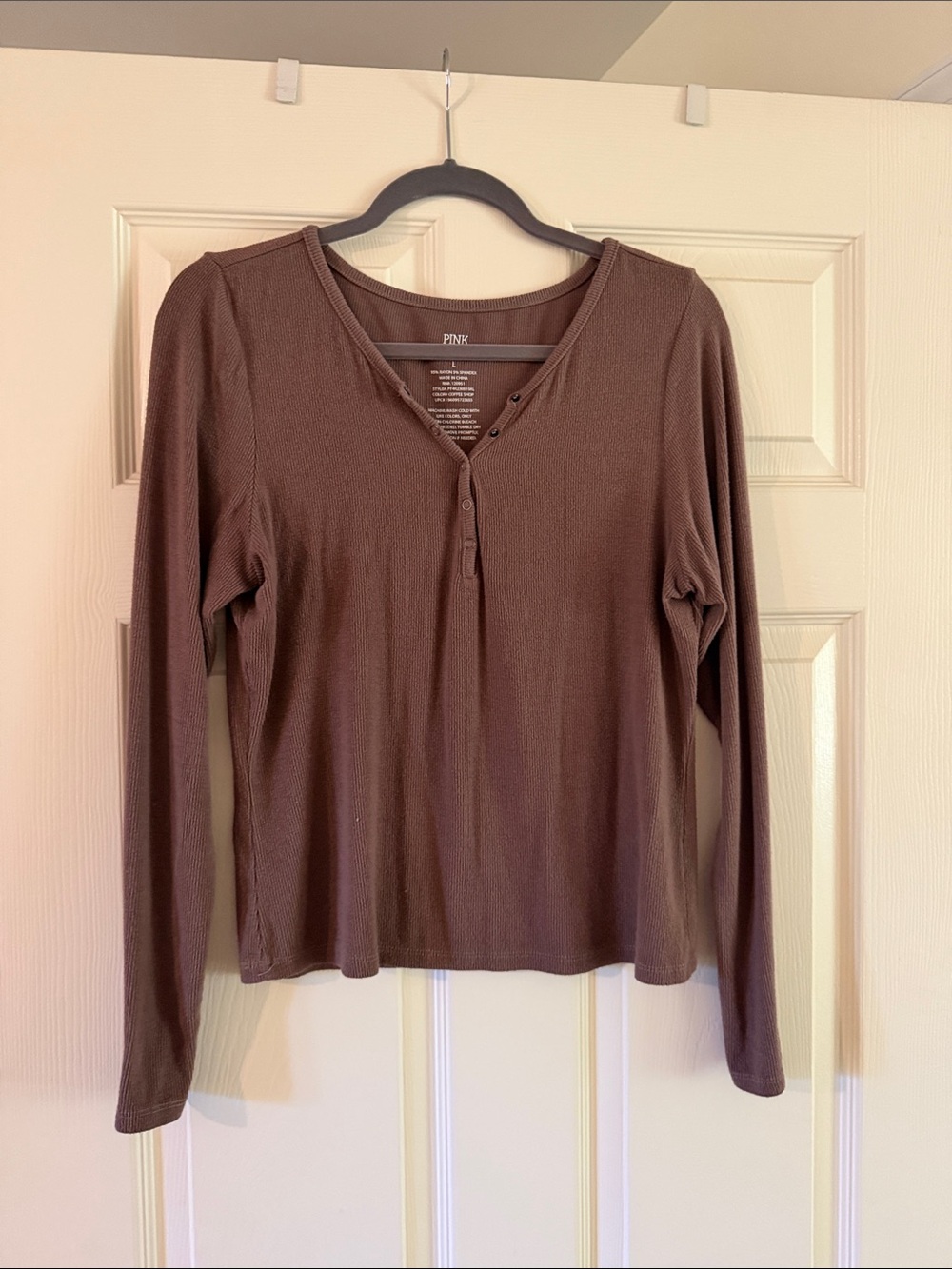 Pink Republic Brown Long-Sleeve Waffle Henley